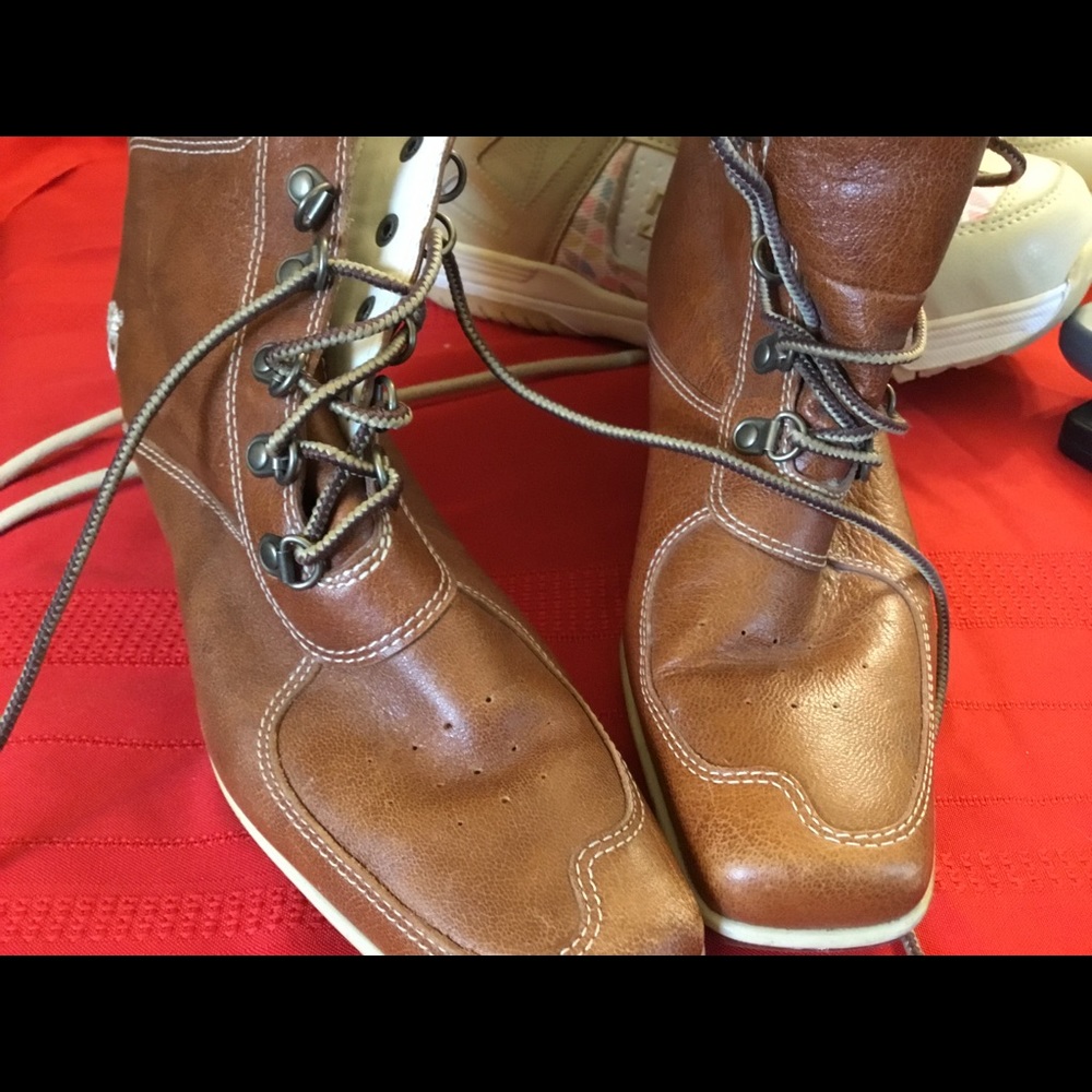 Timberland wedge boot ladies cognac 7m Shoes